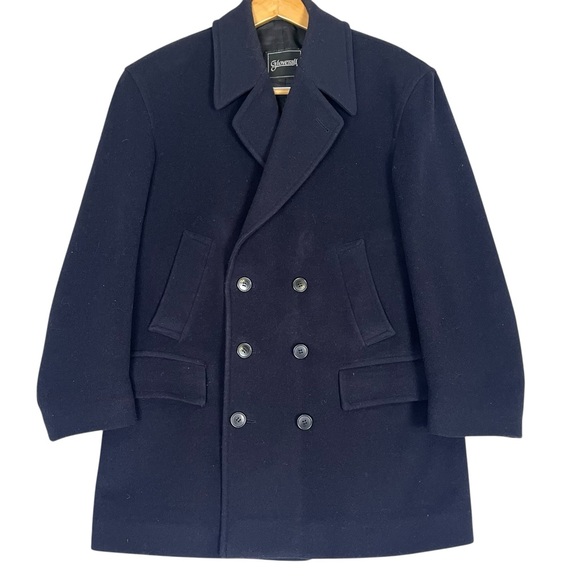 Gloverall Other - Navy Blue Wool Pea Coat Mens 38 Double Breasted Fisherman Nautical Classic Prep